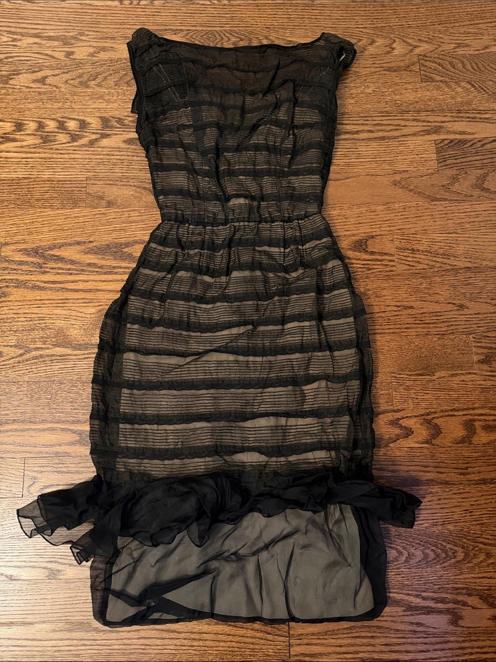 Vintage 1950s Will Steinman Original Black Tan Layered Tulle Cocktail Dress S/M